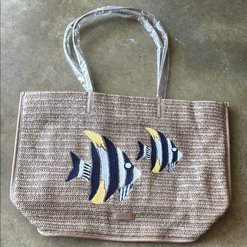 Vera Bradley Warm Stone Straw Tote